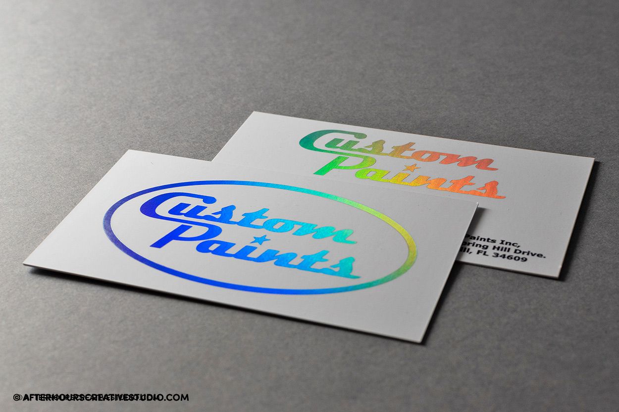 Holographic Foil Stamped Business Cards 450gsm Metallic Foil Stamping