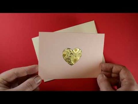 Gold foil heart note card