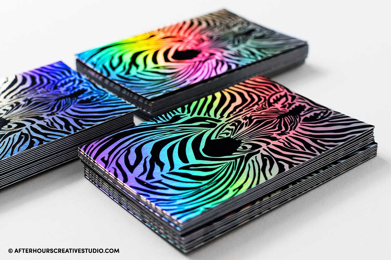 Holographic Rainbow Business cards 550gsm Customise with