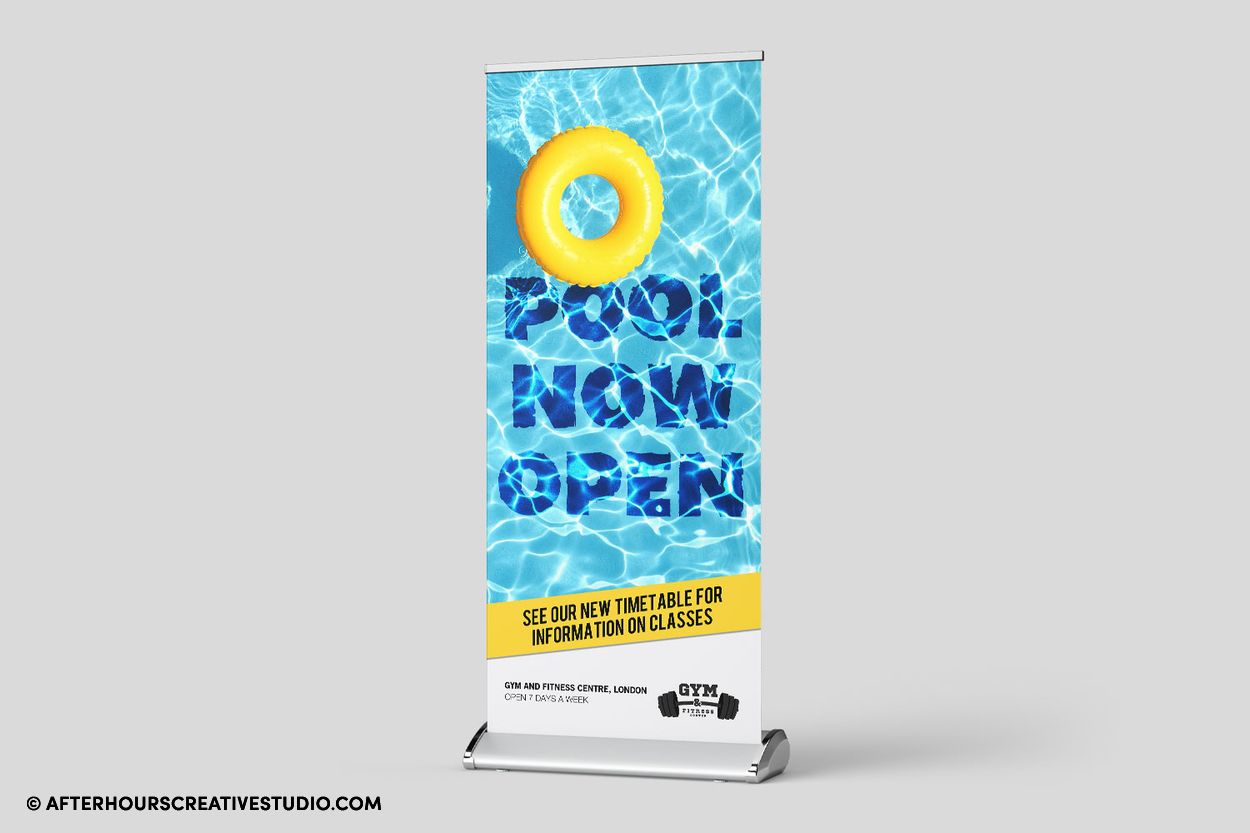 Premium roller banner with single-sided printing and free, canvas carry case.