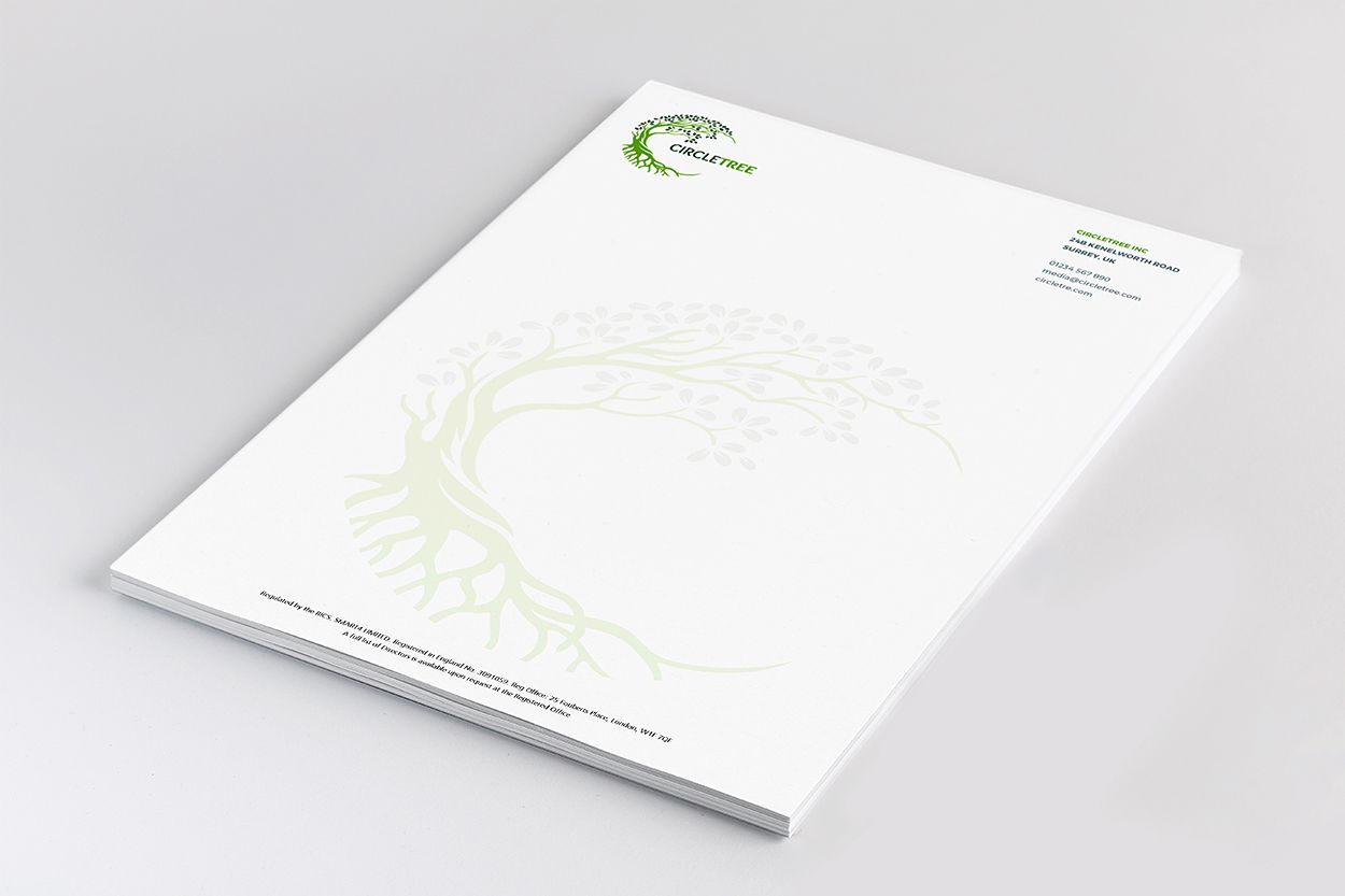 Professional A4 letterheads with full-colour printing on 120gsm.