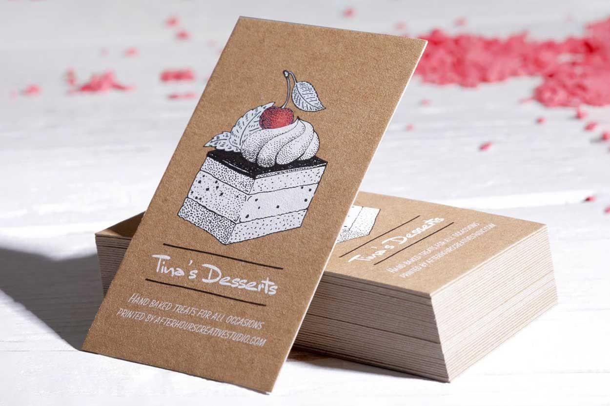 White ink kraft business cards
