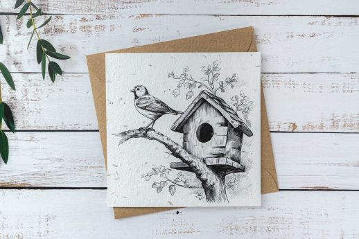 birdhouse design seed paper greeting card