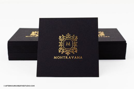Black business card with gold foil