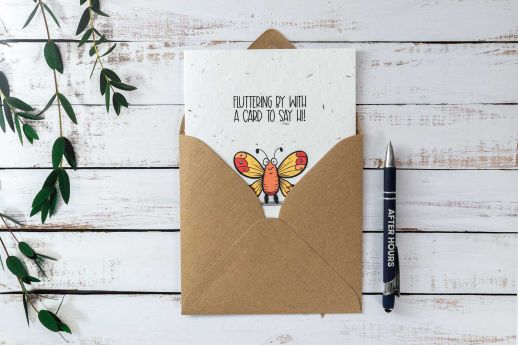 butterfly fun plantable greeting card with kraft envelope