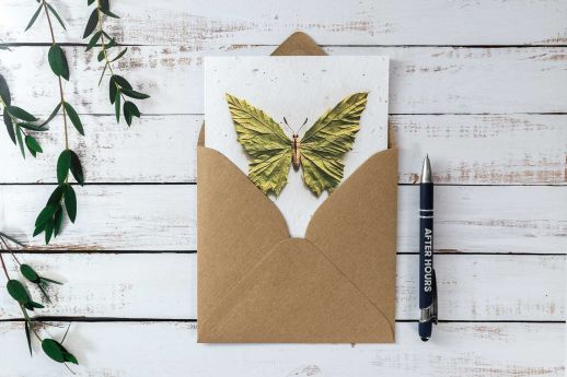 butterfly leaf plantable greeting card with kraft envelope