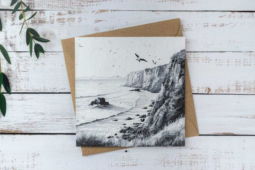 Coastal cliff scene seed paper greeting card