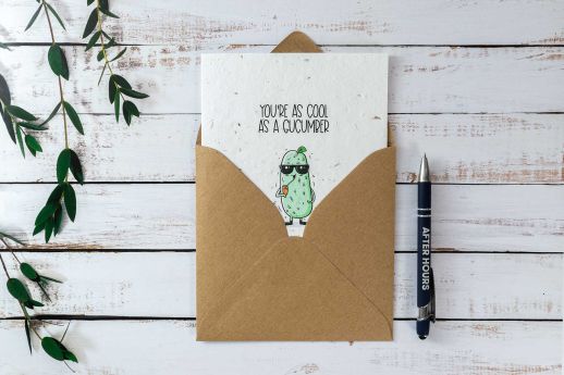 cucumber fun plantable greeting card with kraft envelope