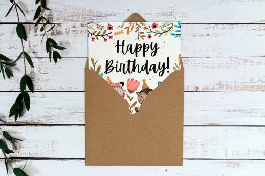 Baby animals birthday card on plantable seed paper with digital printing with kraft envelope.