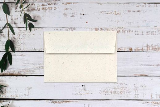 Elephant poo paper envelope size C6 with peel and seal enclosure.