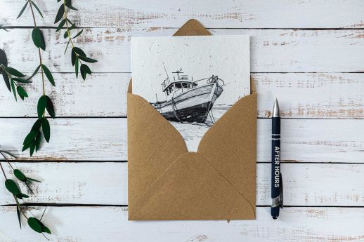 boat greeting card plantable with kraft envelope