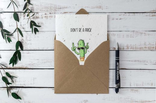 cactus greeting card on plantable paper with kraft envelope