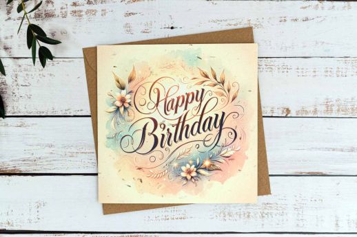 Seed Birthday Card on plantable seed paper with digital printing.