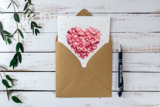 petal heart seed paper greeting card