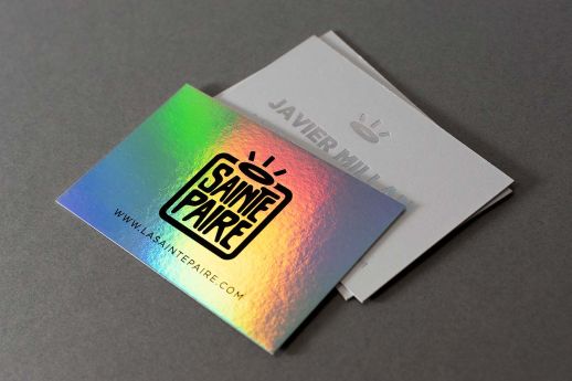 Holographic iridescent business card