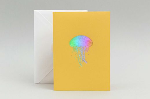 Foil Jellyfish Note Card with premium white envelope.