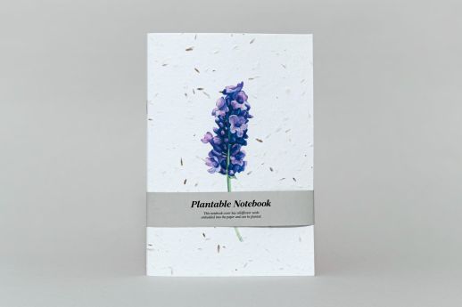 Plantable Lavender Flower Notebook with wildflower seed paper 280gsm covers.