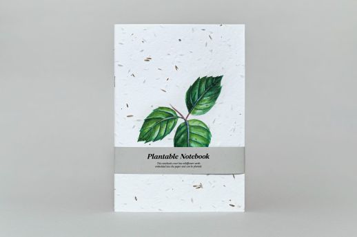Leaf Themed Plantable Notebook with covers made from seed paper.