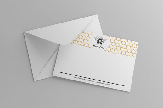 Silk note cards on quality 350gsm stock, with full colour printing.