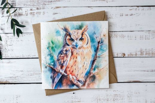 owl greeting card plantable