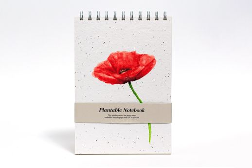 poppy flower design plantable seed paper notebook