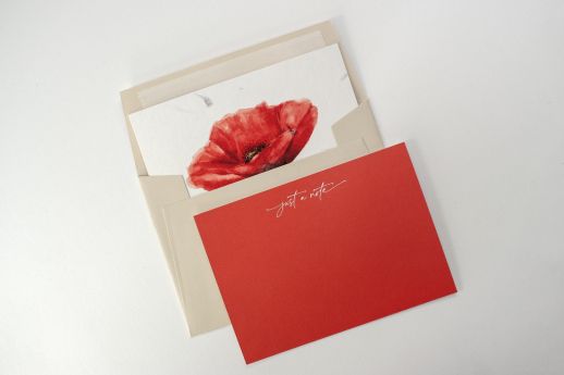 Poppy note card with luxury envelope