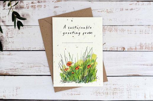 Sustainable greeting card on biodegradable seed paper