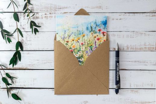 flowers greeting card on plantable seed paper 
