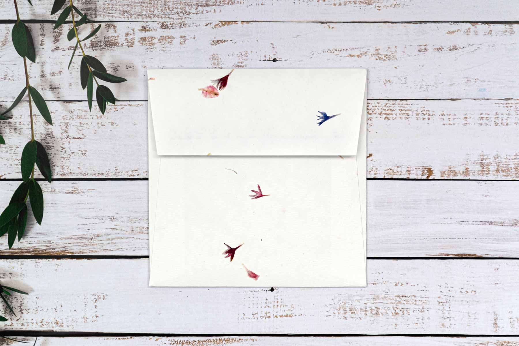 Petal paper envelope with peel and seal enclosure 150mm square size.