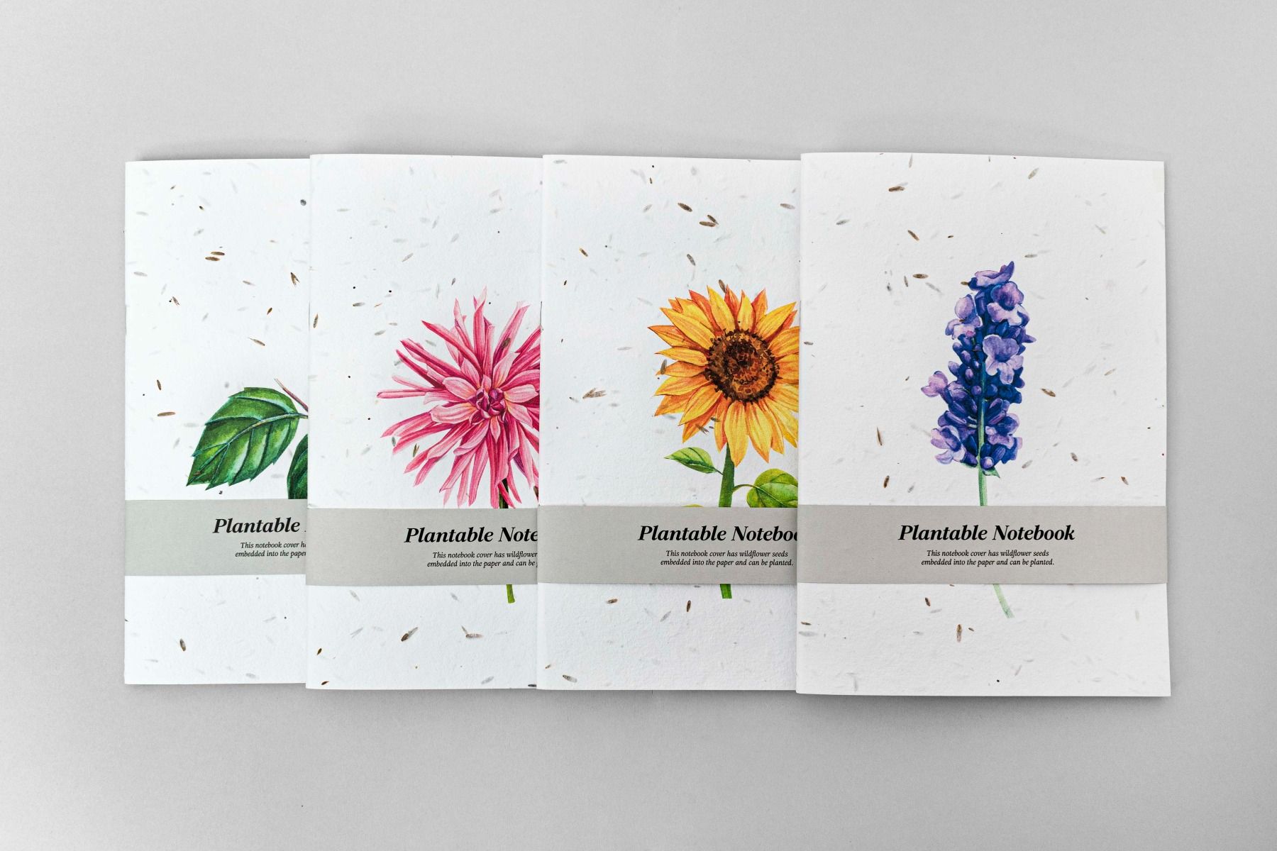 Plantable Notebook Set with covers crafted on recycled seed paper 280gsm.
