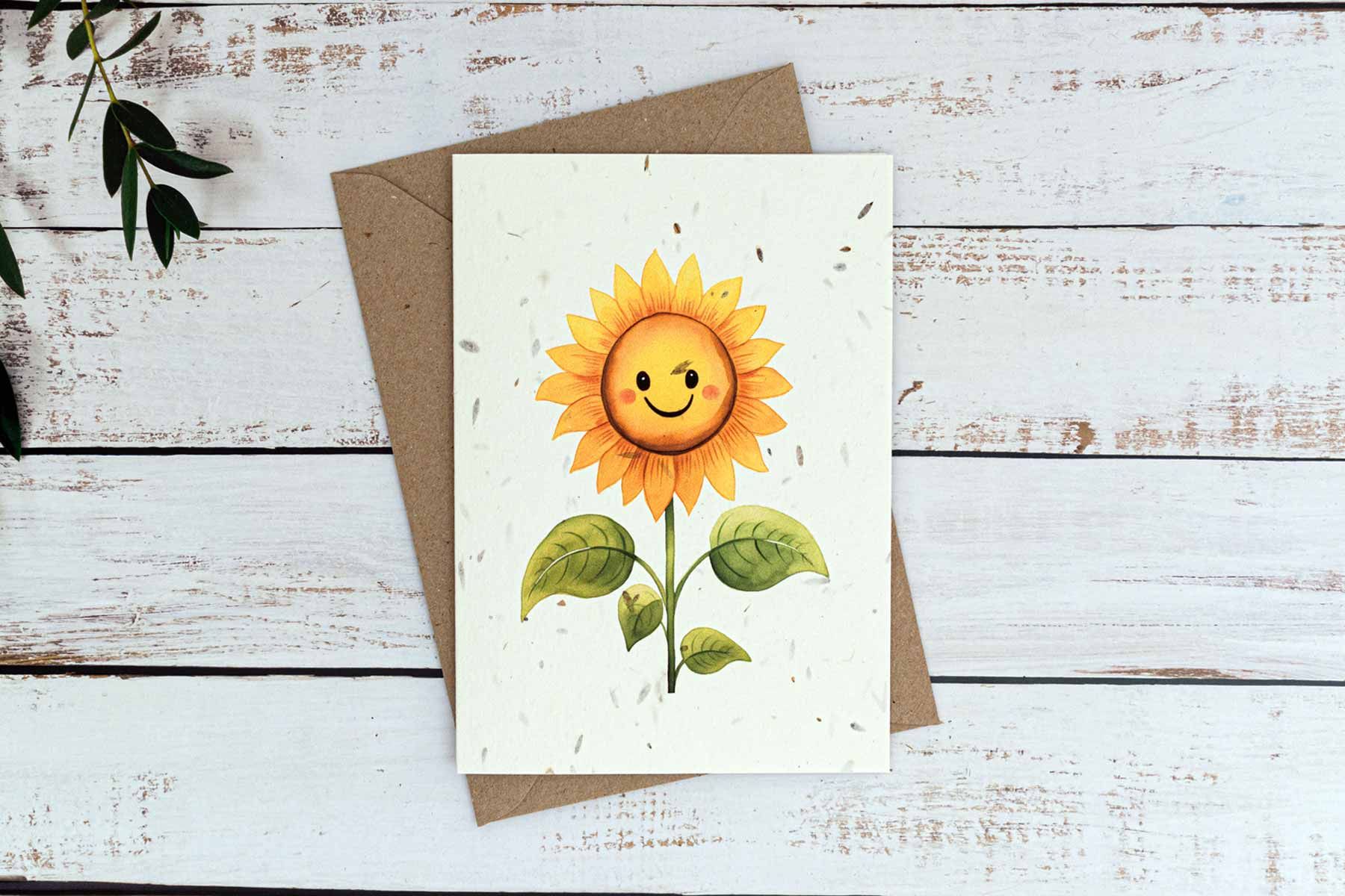 Sunflower greeting card on plantable seed paper