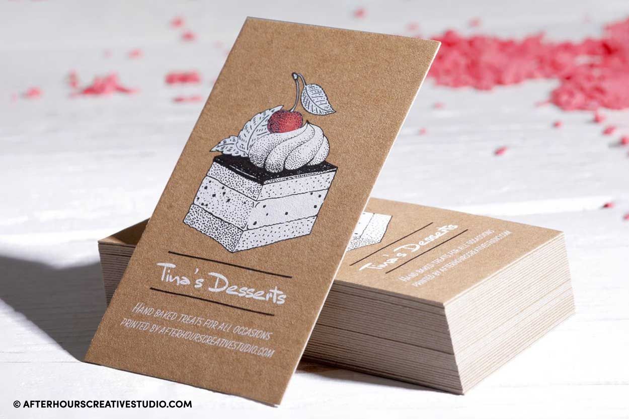White ink kraft business cards