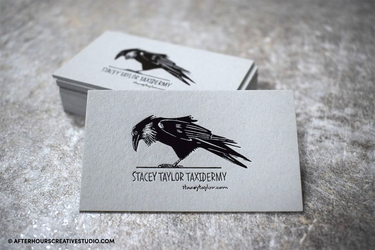 GMUND Heidi Faded Grey Business cards with black gloss foil blocking.