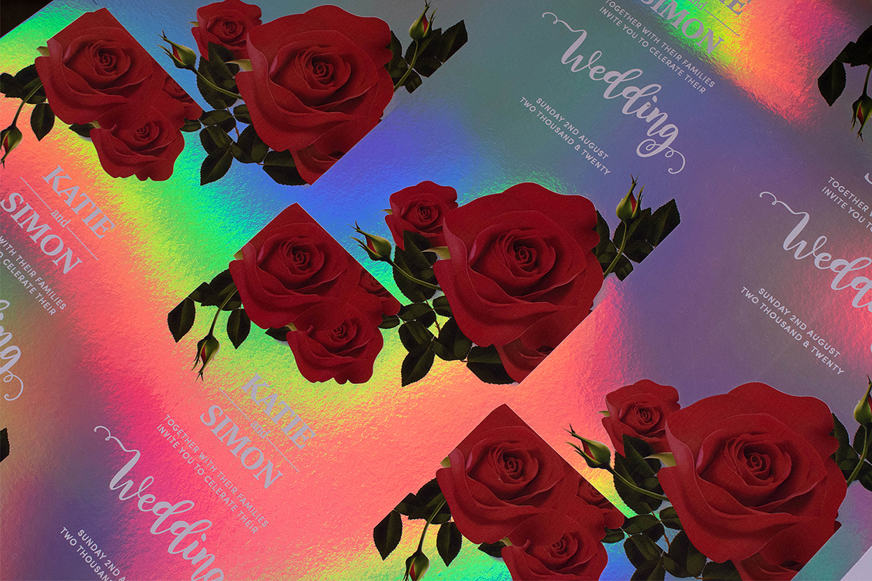 Can I have my design printed on holographic rainbow card stock?
