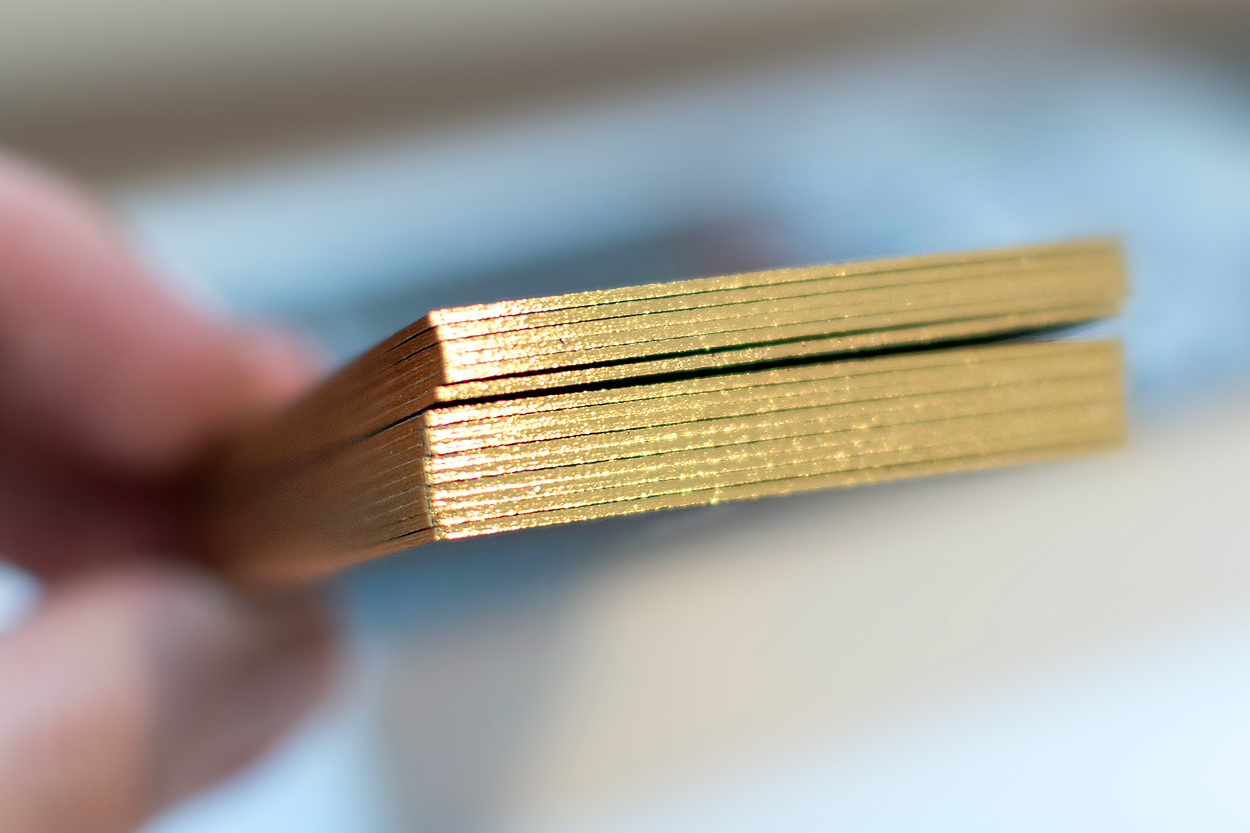 How to foil edge gild business cards After Hours Creative
