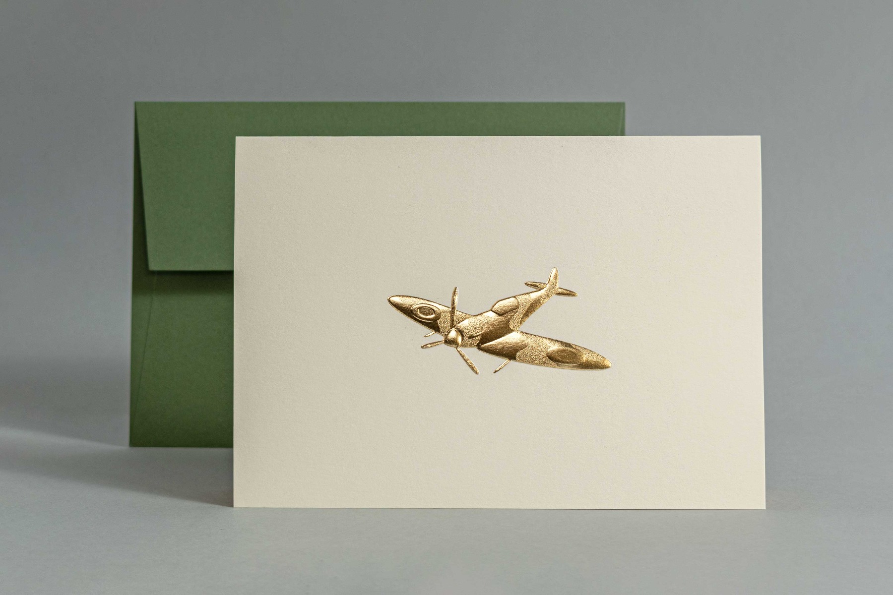 spitfire plane embossed note card